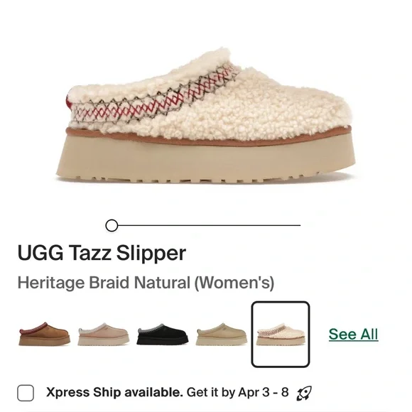 UGG WOMEN TAZZ UGG BRAID NATURAL SUEDE PLATFORM SHOES US 6-6.5 - Picture 11 of 14